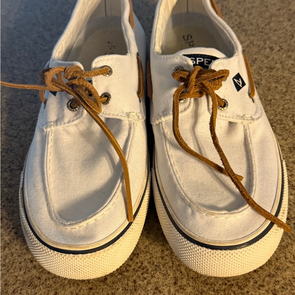 Sperry White Canvas Boat Shoes
